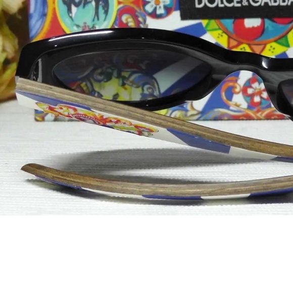 Dolce&Gabbana Cat Eye Horse Emblem Sunglasses Colorful Arms Handmade Areas NWT - Picture 11 of 16